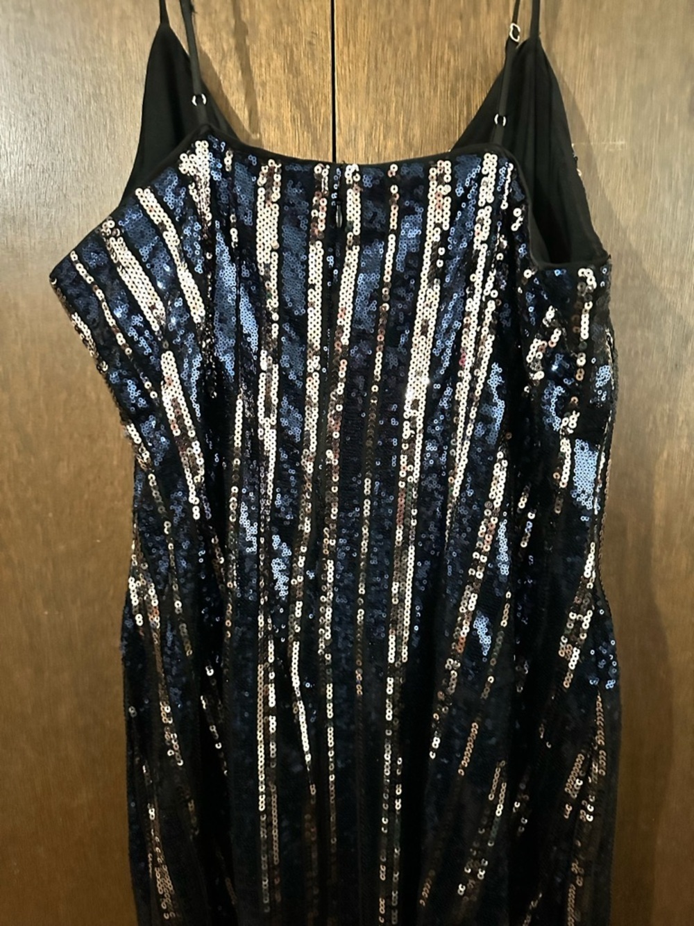 Anthropologie Maeve Navy Silver Black Sequin Striped Lined Mini Dress 2X Plus - Picture 10 of 16